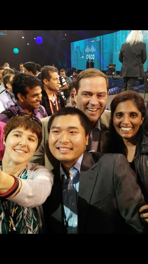 Selfie with our new CEO Chuck Robbins. #CLUS @silviakspiva