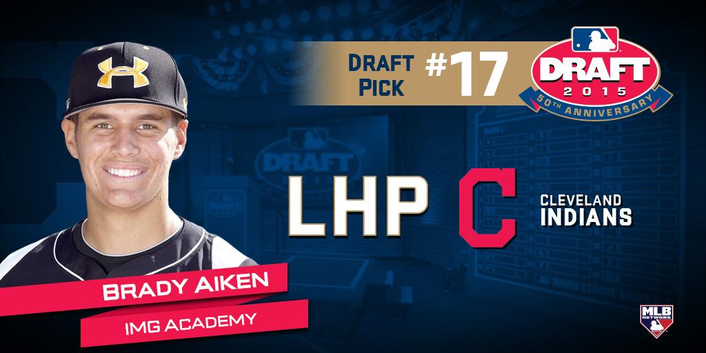 With the 17th overall pick in the 2015 #MLBDraft, the @Indians select <a href="/bradyaiken10/">Brady Aiken</a>, LHP, from IMG Academy