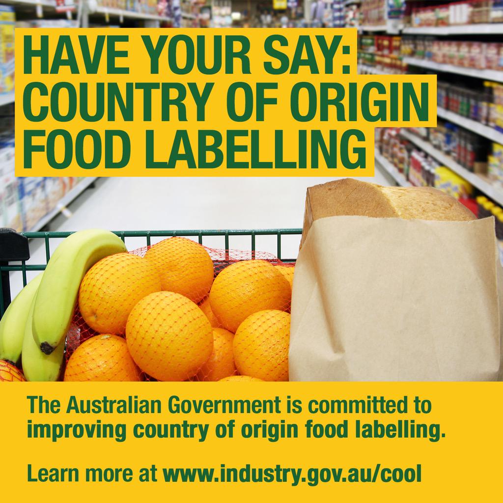 Have your say on country origin food labelling options by filling out the online survey at industry.gov.au/cool