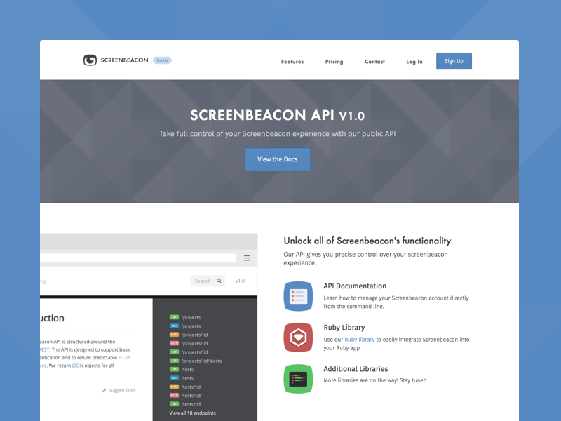 screenbeacon's tweet image. Just launched our public API! Now you can integrate Screenbeacon with your own platform! buff.ly/1BVtaRM