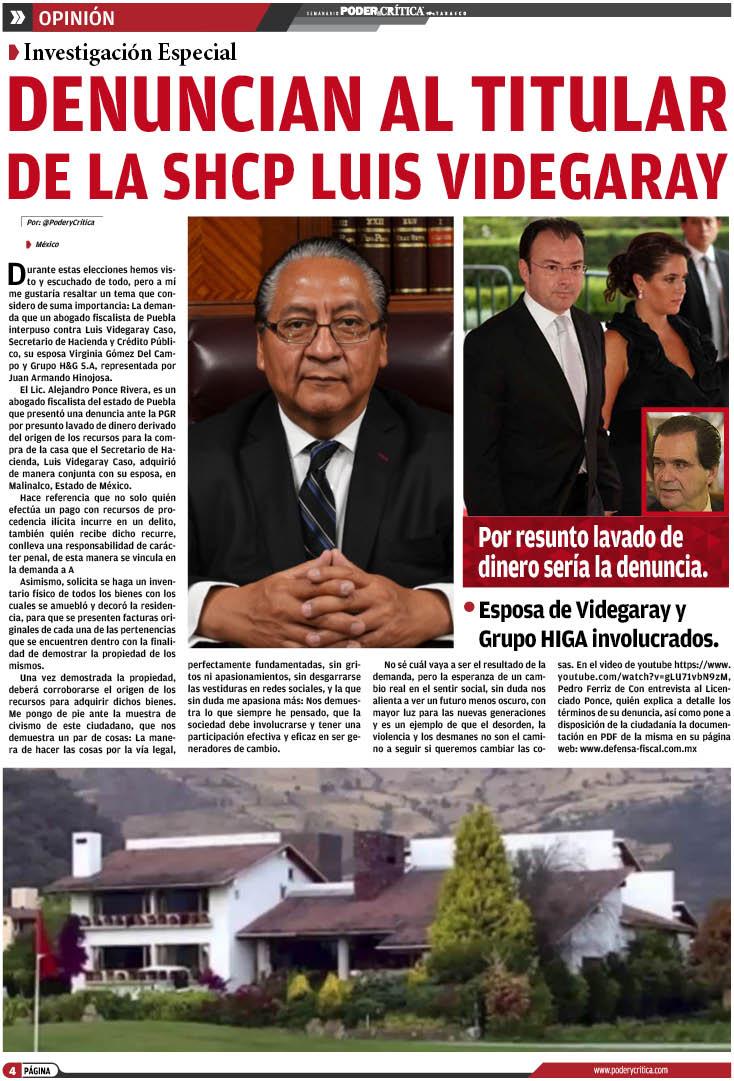 Denuncia vs <a href="/LVidegaray/">Luis Videgaray Caso</a> “<a href="/PoderyCritica/">Poder & Crítica</a>: epaper.poderycritica.com 
#poderycriticainforma ”