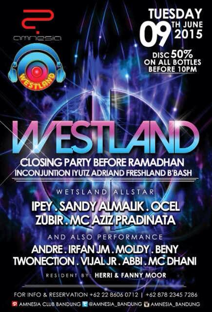 Tonight #Westland @AMNESIA_BANDUNG w/<a href="/sandyalmalik/">Sandy'AL</a> <a href="/djocel1/">dj ocel</a> @ipeyxtraction @Zubir_Vallen <a href="/Azizpradinata/">Aziz Pradinata</a> #moldy #andre