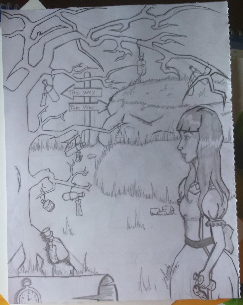 UnbrokenSP's tweet image. Alice in wonderland  #acrylic  #watercolor #sketch