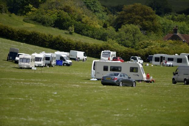 brightonargus's tweet photo. Travellers still on playing fields in Waterhall - http://t.co/2ZNjft9FxX http://t.co/QVq9DOIKfw