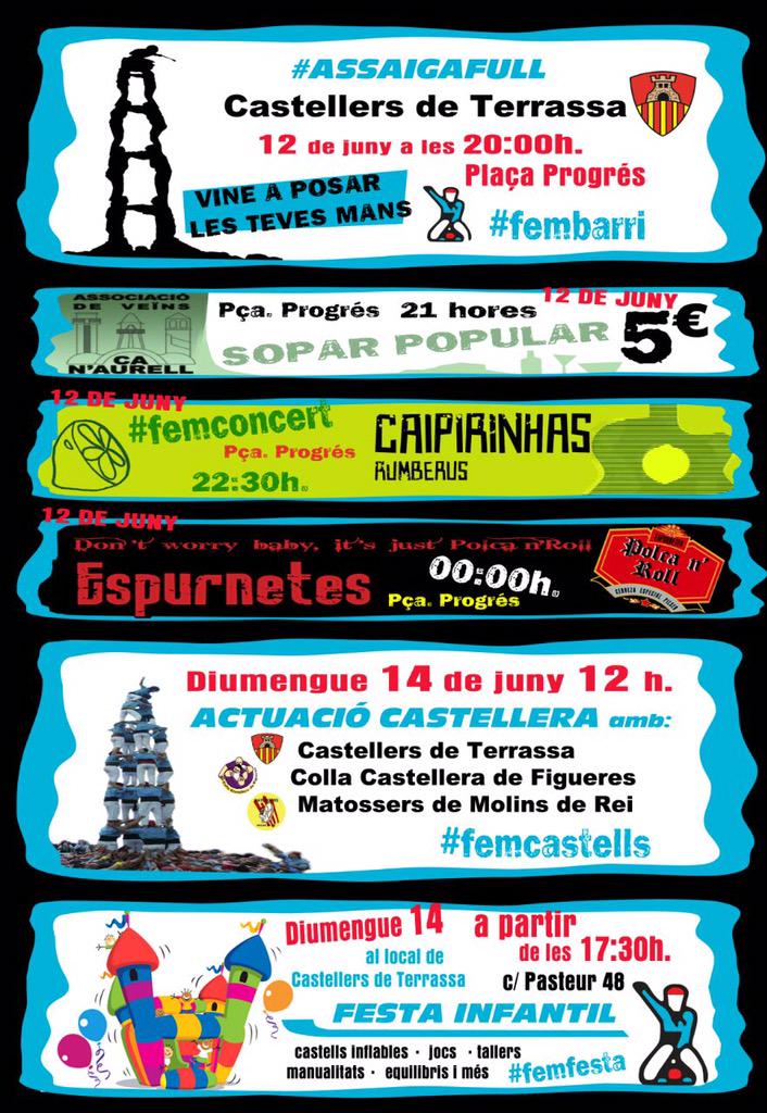 El cap de setmana Festa Major del nostre barri!Vine a fer pinya! #somcdt #viuelscastells <a href="/AVVCanAurell/">AVV Ca n'Aurell</a> <a href="/canaurellCAT/">Ca N'Aurell</a>