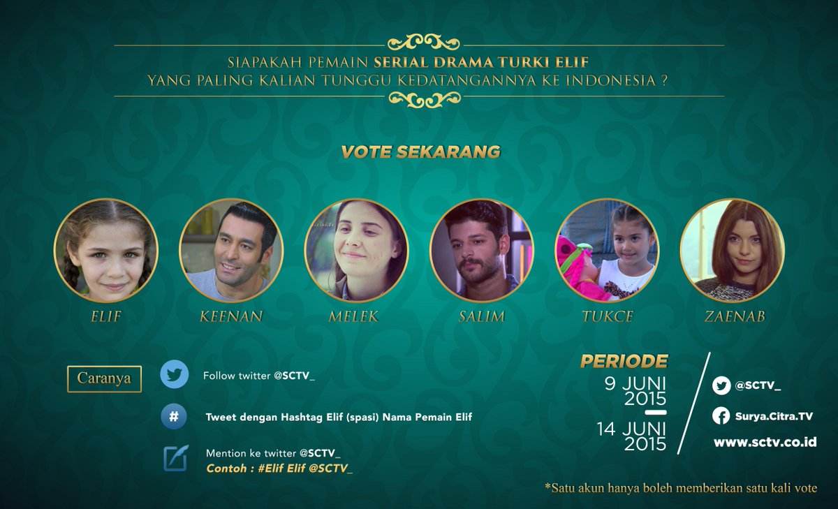 Siapakah pemain Serial Drama Turki #Elif yang paling kalian tunggu kedatang ke Indonesia?

Yuk ikutan vote!