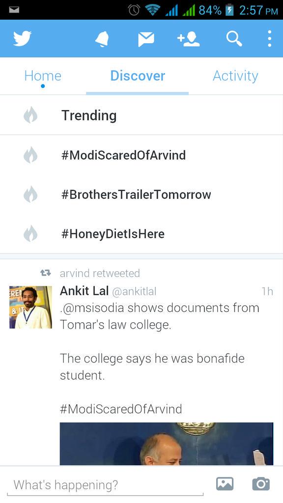 VPra52's tweet image. #ModiScaredOfArvind on top!