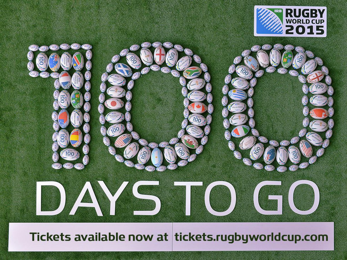 100 DAYS TO GO...until Rugby World Cup 2015! We can't wait! #RWC2015 #CelebratingRugby