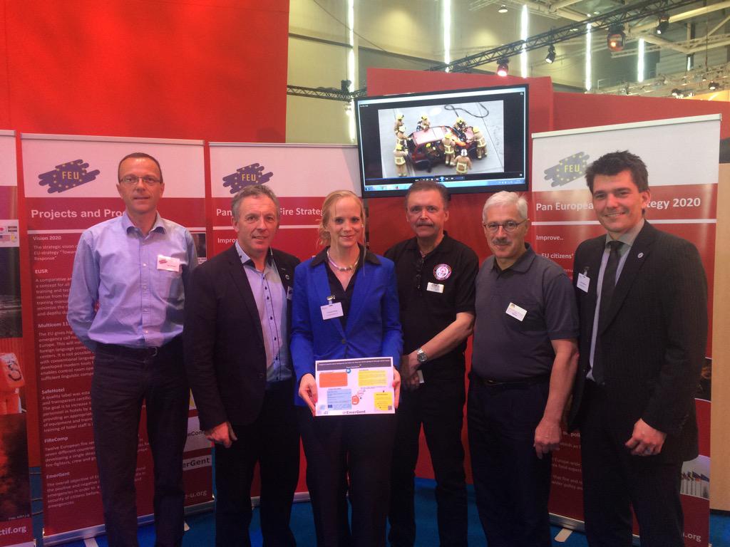 JoyceFinian's tweet photo. Spreading the good news on @FP7_Emergent with @FEUorg @FW_Hamburg @Interschutz2015 @CTIF_org @CTIF_President http://t.co/WbmDtSCSaz
