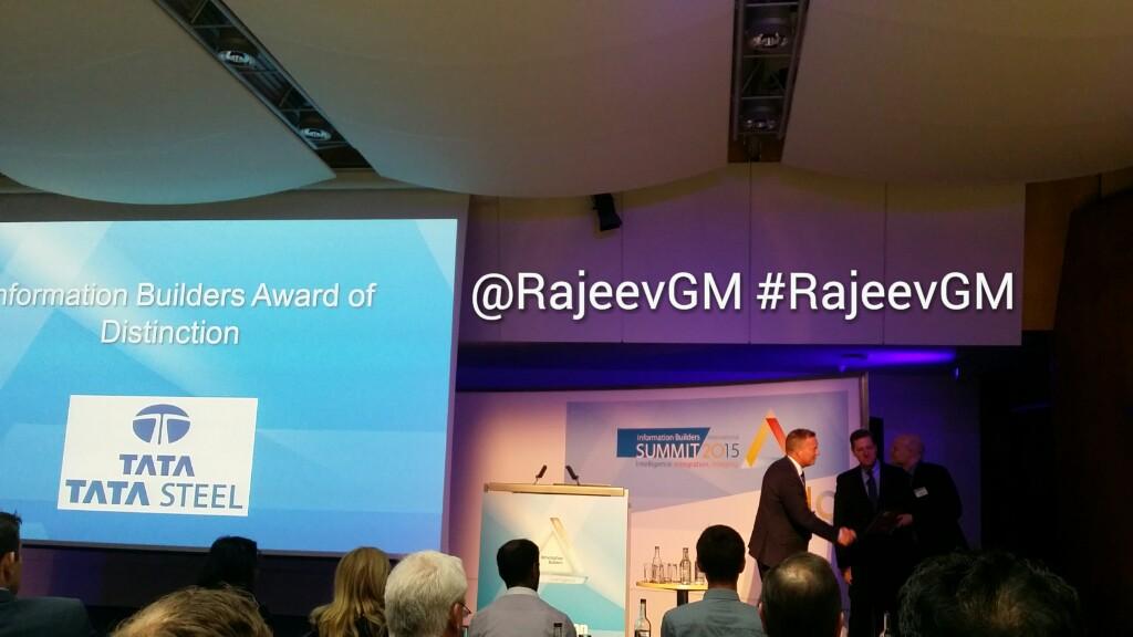 rajeevgm's tweet photo. .@TataCompanies' @Tatasteelltd receives @infobldrs #IB40 Customer Distinction Award at #IBSummit #London http://t.co/RcZEeFG9dT