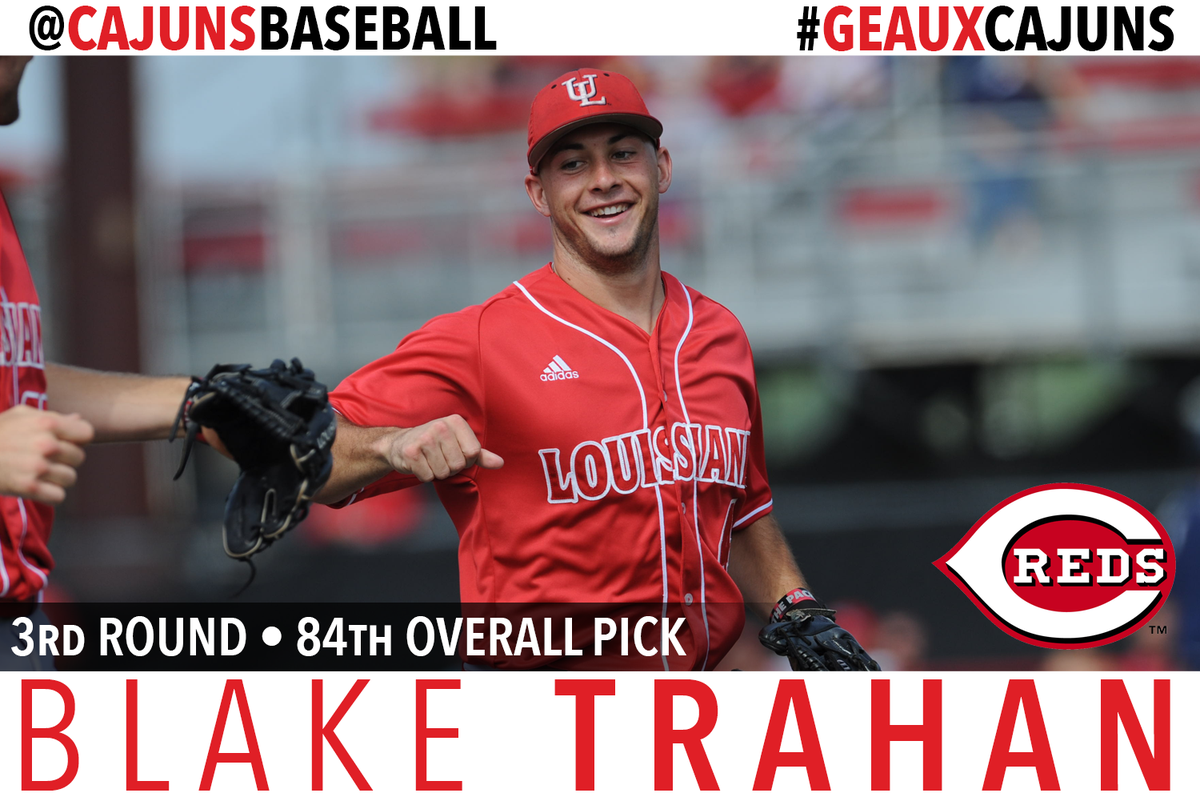 RaginCajunsBSB's tweet photo. Blake Trahan becomes the 2nd highest draft pick in @CajunsBaseball program history with the 84th pick to the Reds. http://t.co/joMSR7ej9I