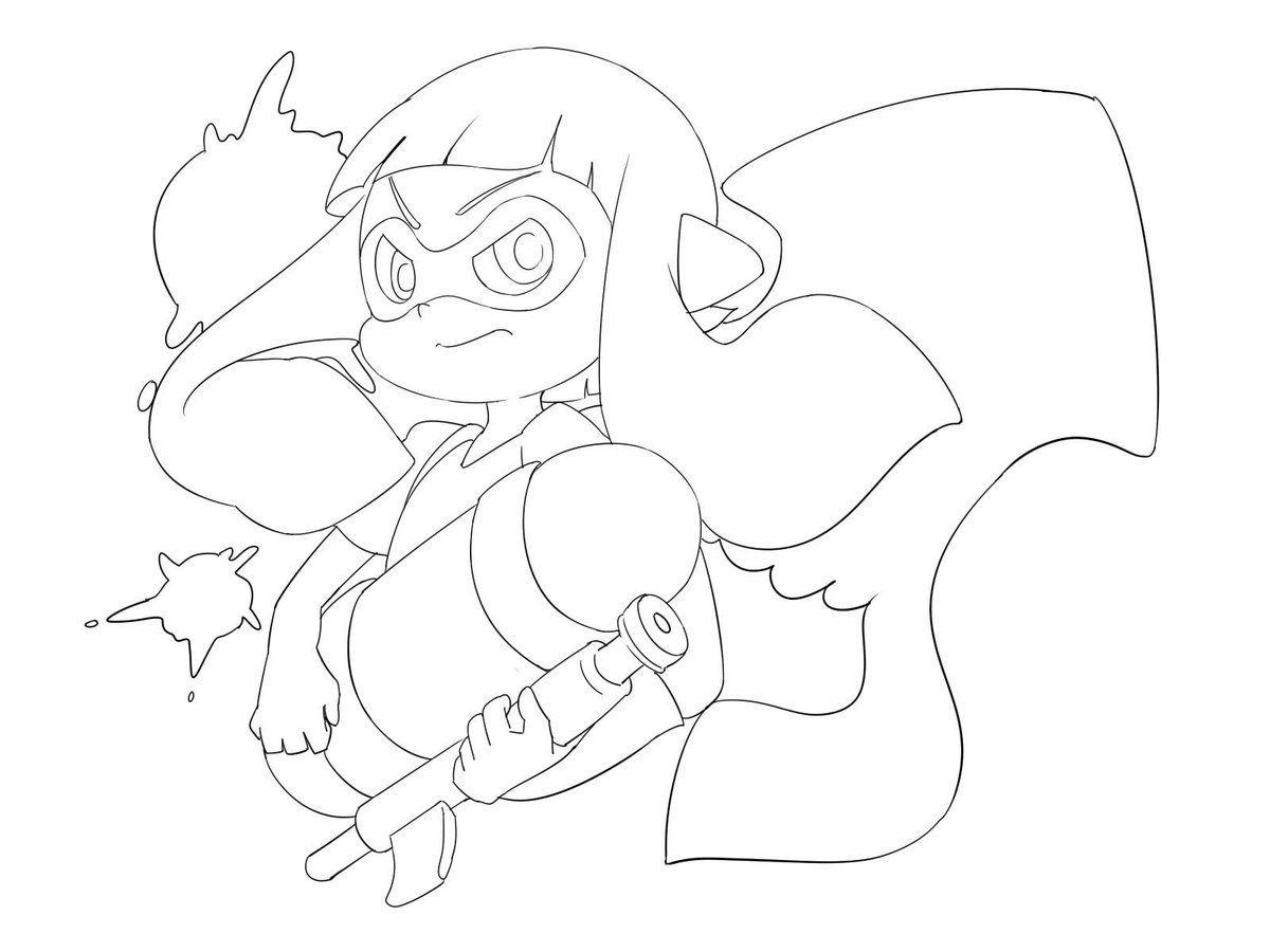 鈴木もえこ Pa Twitter スプラトゥーン落書き 塗り絵用に線画もどうぞ Http T Co Jsbgxnxxlt