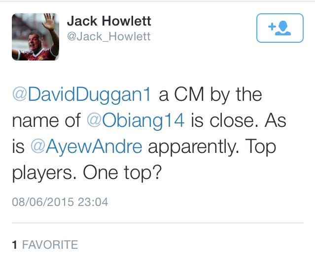 Pedro Obiang has favourited a tweet suggesting that he is close to signing for #whufc