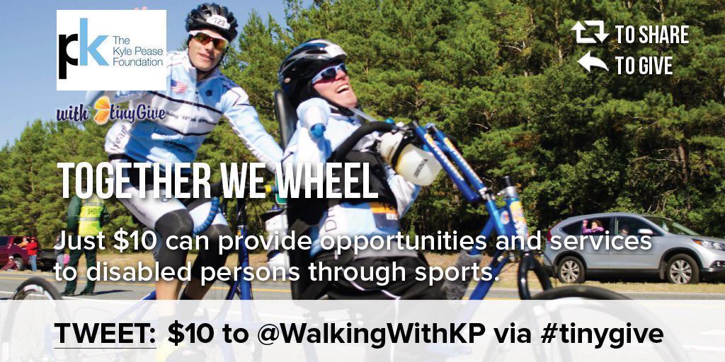 KylePeaseFdn's tweet image. Its a showdown w/ .@WalkingwithKP vs @InfinityYogaATL at the #AJCPRR! Donate w/ #tinygive bit.ly/RacingwithKP