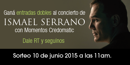 MiTarjeta's tweet photo. Ganá entradas para el concierto #MomentosCredomatic de @SerranoIsmael #PromoCredomatic http://t.co/m0zG0pPrHH
