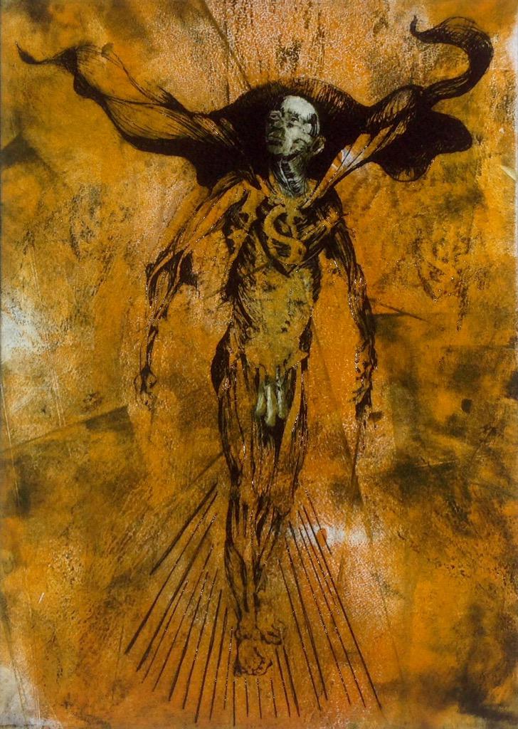 bearprintstudio's tweet image. Two new etchings for" Dead Funny Exhibition"@ NEO art gallery 
"#Super heroes unmasked"