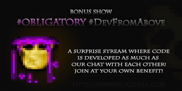 Jacklifear's tweet photo. BONUSCAST
Developing the category/command module
πΊ #DevFromAbove
π http://t.co/lzbfAj6O0t
π LIVE NOW http://t.co/uLLFYFynYv
