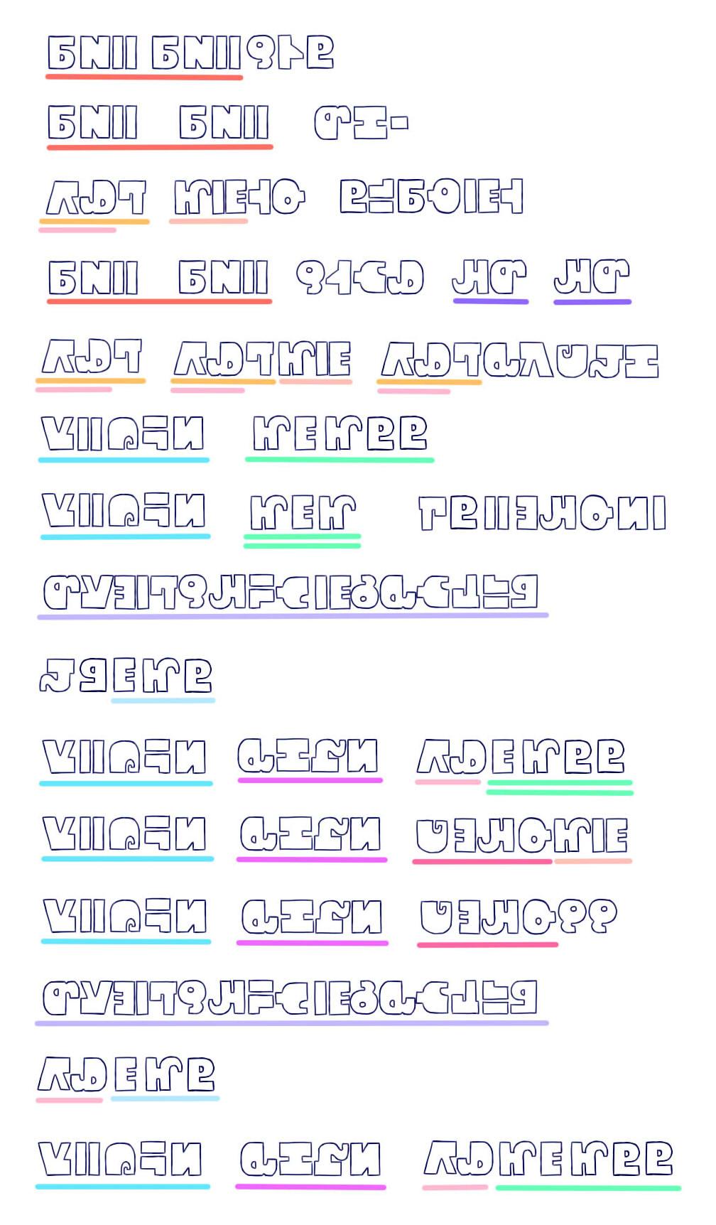 みぃや スプラトゥーンのシオカラーズの歌った歌 Splatoon Direct の歌詞 一番上がタイトルになるのかな 同じ文字を色分けして 似たような文字は二重線になってます 発音されない文字や発音があわない文字があるようです Http T Co Utxuypqxgz