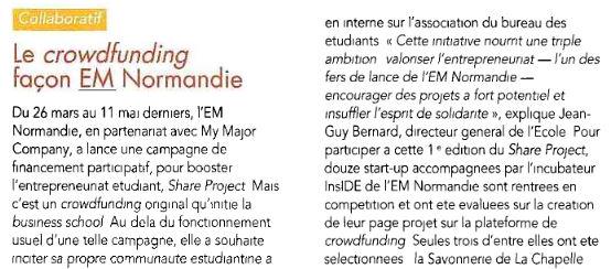 EMNormandie's tweet image. [A LIRE] @espaceprepas revient sur #shareproject, grand projet de financement participatif !  #crowdfunding