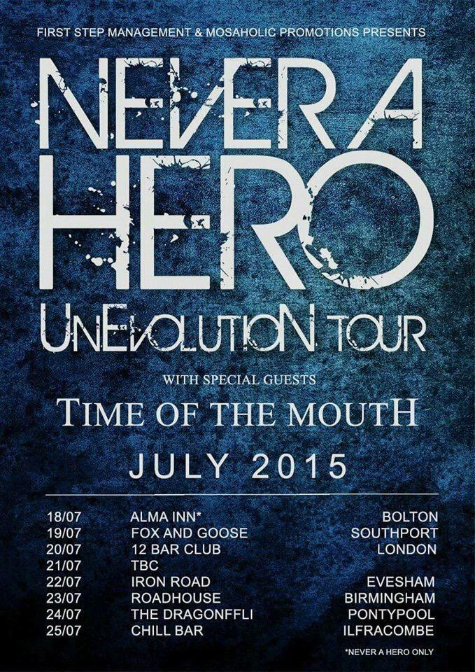 The UnEvolution Tour is happening in July. Don't miss out #tour #band #neverahero #music #july #rock #new