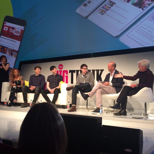 AmazingPhil's tweet image. Chatting with @Schofe at #ITVBigThink with @danisnotonfire @coollike &amp;amp; @TheBeautycrush! (photo by @celiafriedrice) 😬💭