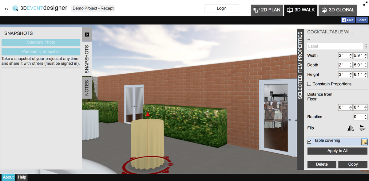 3DEventDesigner's tweet photo. We've been hard at work making so many updates! Excited to announce that you can now EDIT items in the 3D view! http://t.co/YK3gDFQFEg