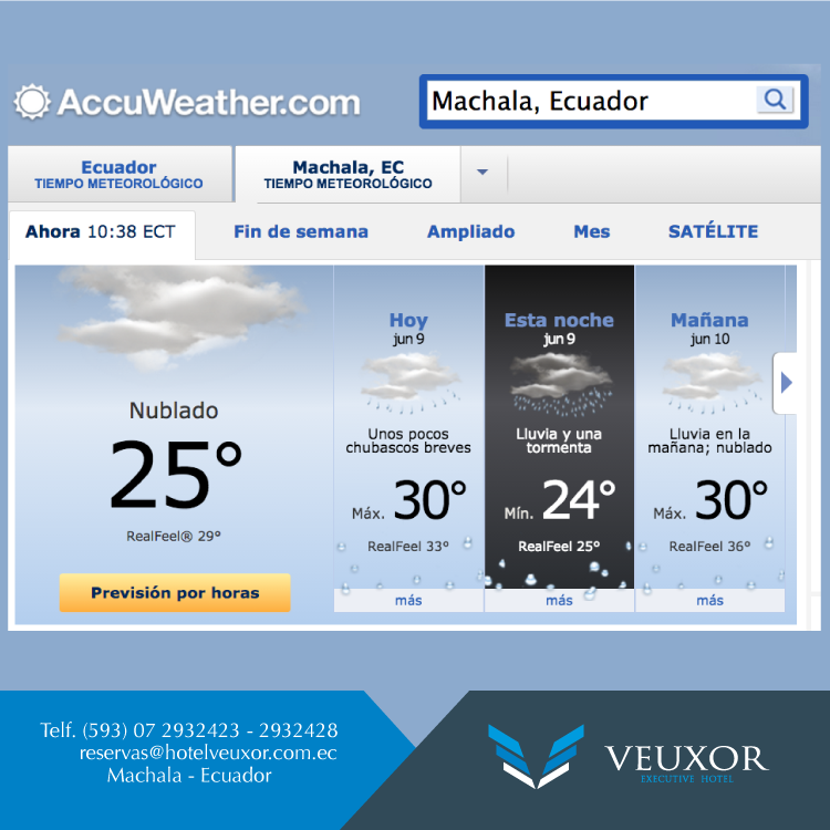 hotelveuxor's tweet photo. Que el clima no te detenga. Hoy martes #Machala amaneció con un poco de lluvia.  #HotelVeuxor #ClimaMachala http://t.co/gVMw0ge6CF