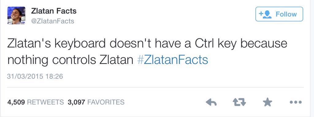 adamdonalds19's tweet photo. Best Twitter account right now is hands down >> @ZIatanFacts. Absolutely cracks me up every time 😂😂😂 Genius http://t.co/bigUGZPdCa