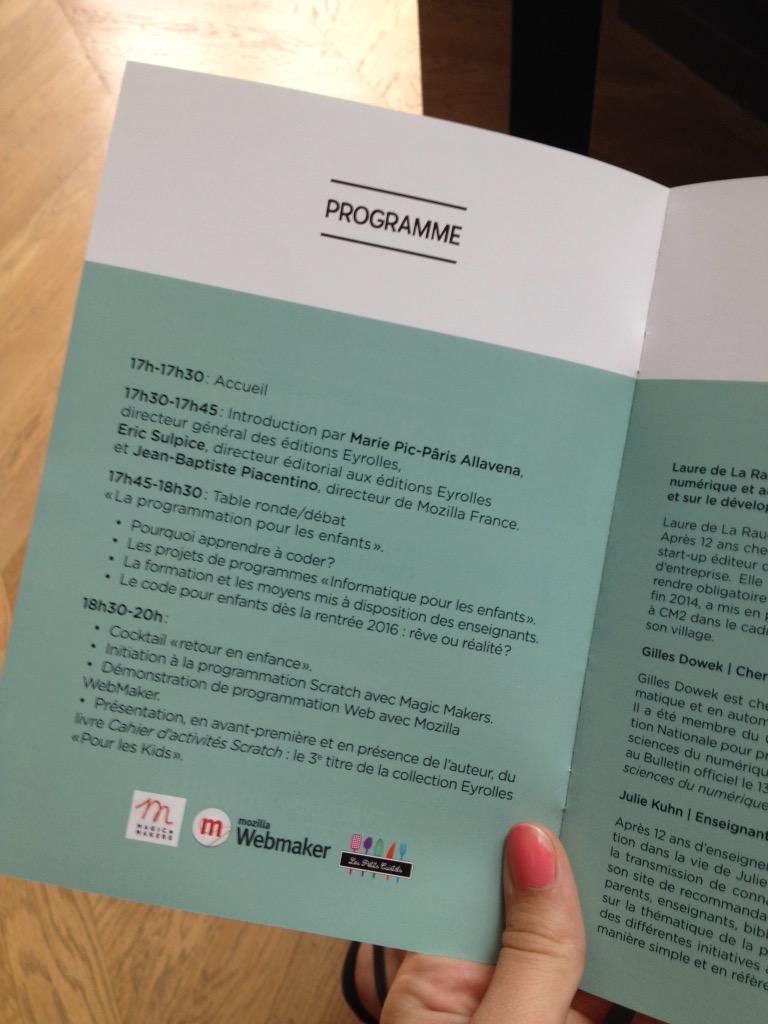 Eyrolles's tweet image. Programme de la soirée #code4juniors