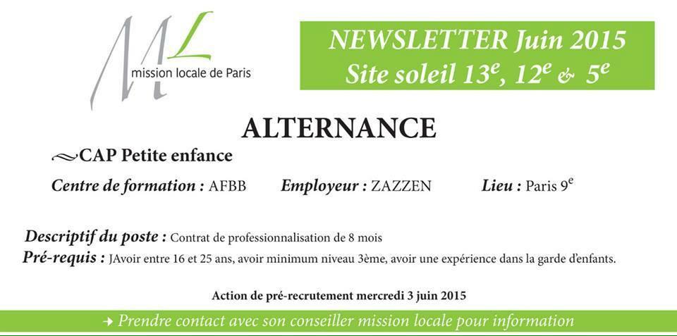 GroupementJCP's tweet photo. La Mission Locale de Paris vous informe des formations en alternance Juin 2015 en Ile de France ! 💚 http://t.co/0iR0z1pnGb