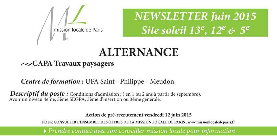 GroupementJCP's tweet photo. La Mission Locale de Paris vous informe des formations en alternance Juin 2015 en Ile de France ! 💚 http://t.co/0iR0z1pnGb