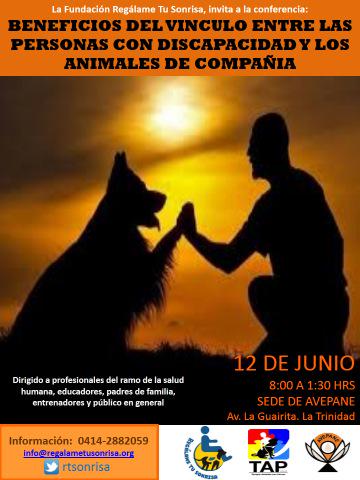 rtsonrisa's tweet photo. @Providaunimet No se pierdan esta interesante conferencia sobre los animales de compañía y las PcD viernes 12/6 http://t.co/i5Jp9PyGgV