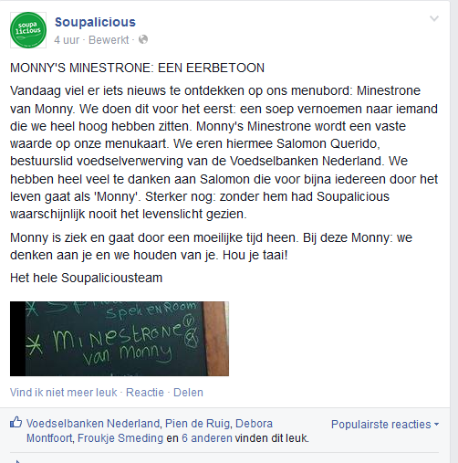 VoedselbankenNL's tweet photo. Wat een geweldig mooi gebaar op Facebook van @soupaliciousnl!  

Voor Monny! 

Ook met liefs van ons! @saloq http://t.co/T9xSagXfoC