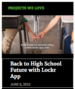 theLockrApp's tweet photo. Nice -- @theLockrApp ended up on the projects we love section @ http://t.co/3tysBX03Er #passingnotes #indiegogo http://t.co/CWEoPhSwlt