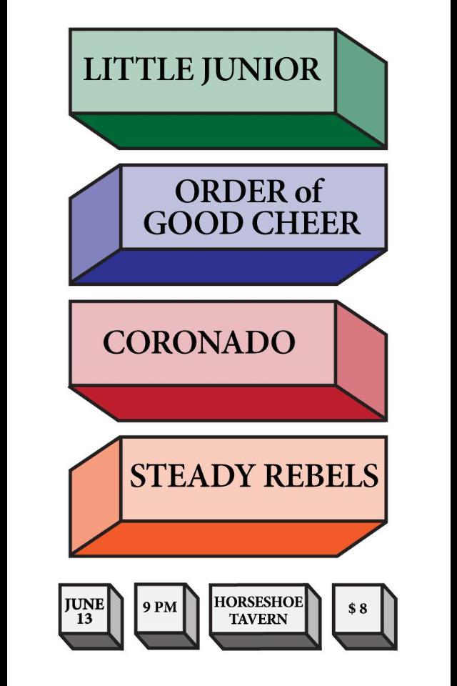 ThisIsCoronado's tweet photo. We will make you DANCE come Saturday night, babies. @HorseshoeTavern @liljuniorband @TheSteadyRebels @TOOGC http://t.co/97IMnemlS9