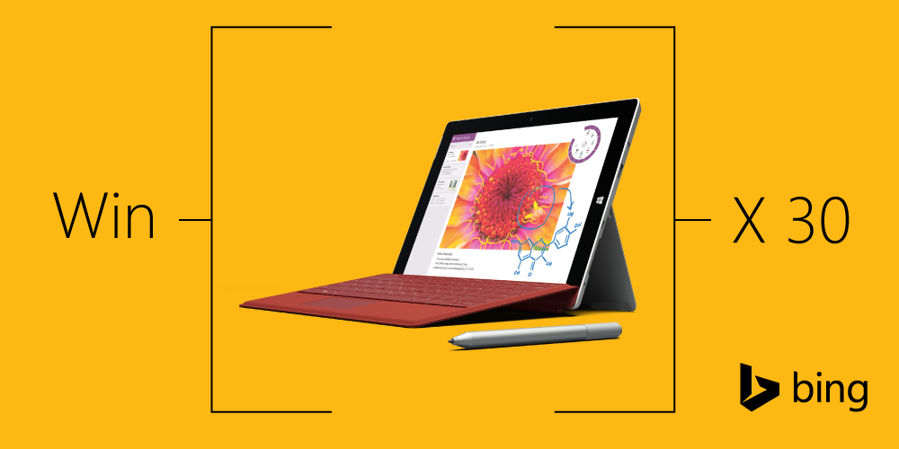 bing's tweet photo. Want to win 30 @Surface 3s for your favorite classroom? Here's your chance! http://t.co/h4QISKbDhN http://t.co/301HJ7UzpZ