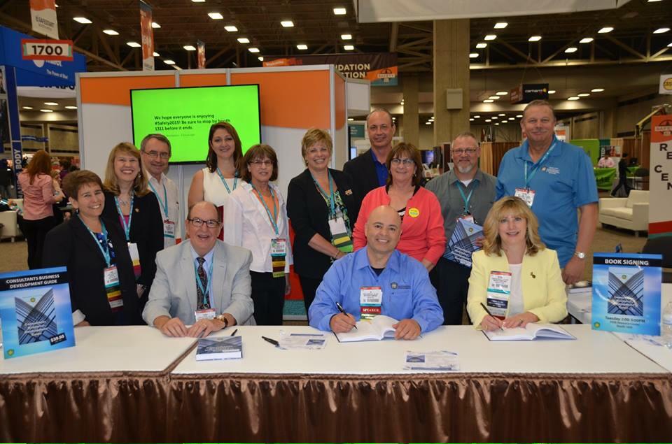learnfactory's tweet photo. "@safetypam: Consultants Biz DevelGuide book signing @carkeymn @JARodriguezJr @assegoddess @ASSE_Safety #Safety2015 http://t.co/ePzrAxwT3c"