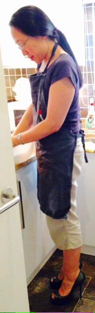 DrEugeniaCheng's tweet photo. Wearing heels to knead the marzipan because otherwise I'm not tall enough to get a good angle. #mathsbakeoff http://t.co/Z1iEvYae7A