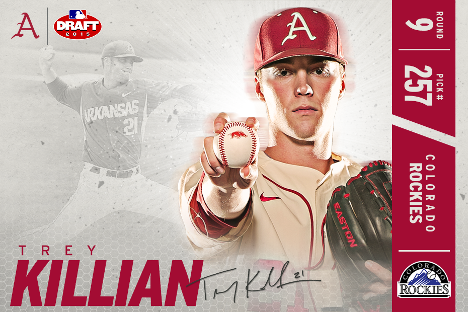 RazorbackBSB's tweet photo. Huge congrats to Trey Killian, taken in the 9th round by the @Rockies! #ProHogs

Details > http://t.co/xndvT3pzdi http://t.co/emkoPqy60T