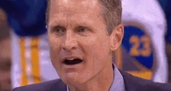 theScore's tweet image. WHAT IS HAPPENING. Steve's a little shook. #NBAFinals thesco.re/1KodSvI