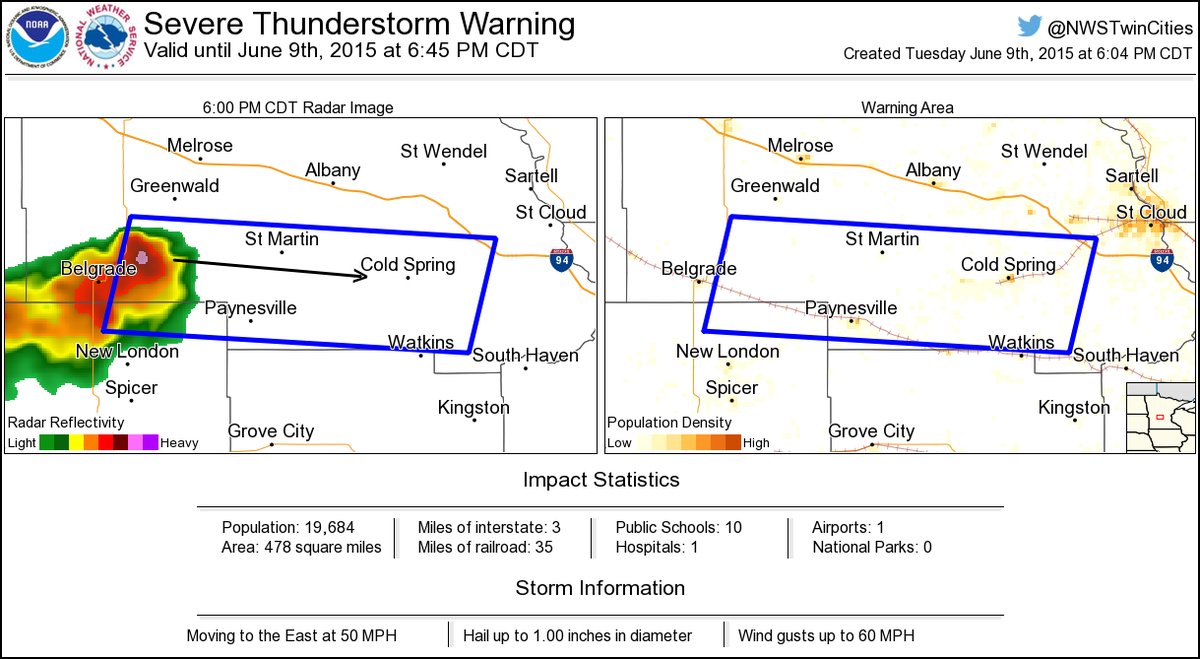 NWS Severe Tstorm on Twitter "Severe Thunderstorm Warning including