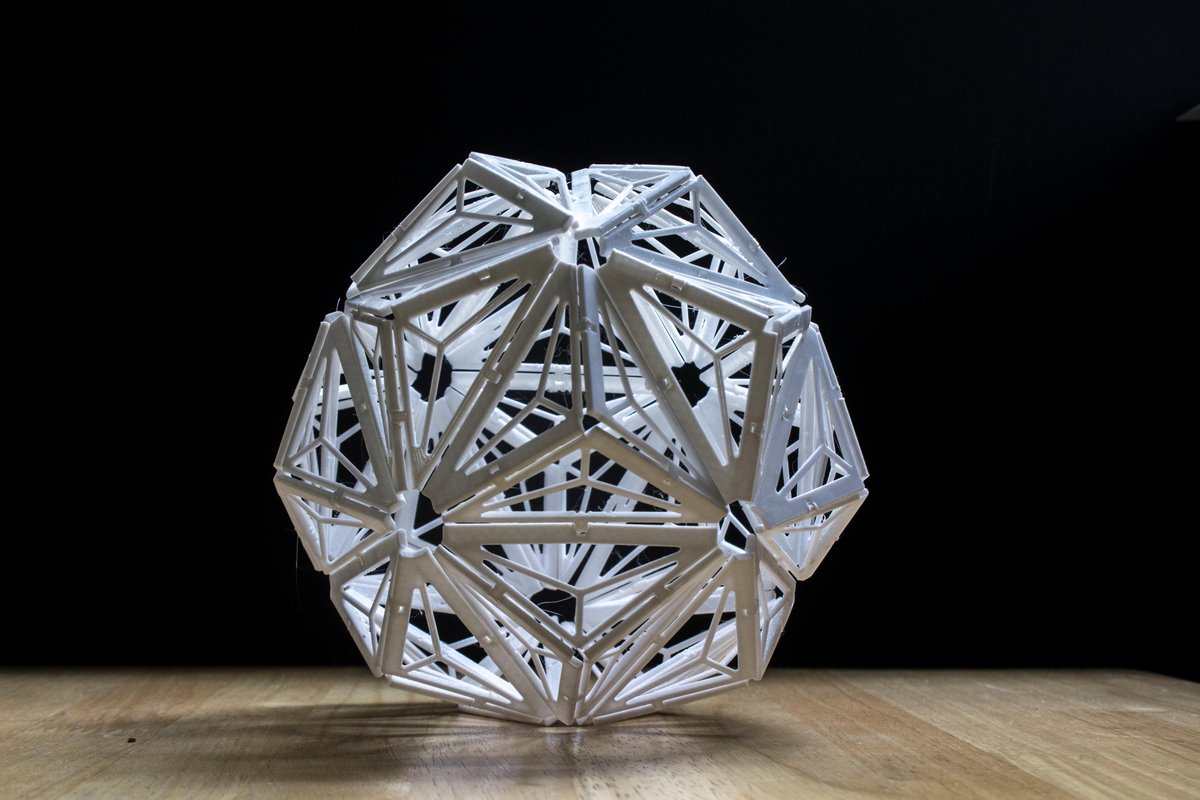caseycrogers's tweet photo. Sixty triangles designed using @adskFusion360, printed on a Replicator 2x, and assembled by hand! http://t.co/xVUPafNap7