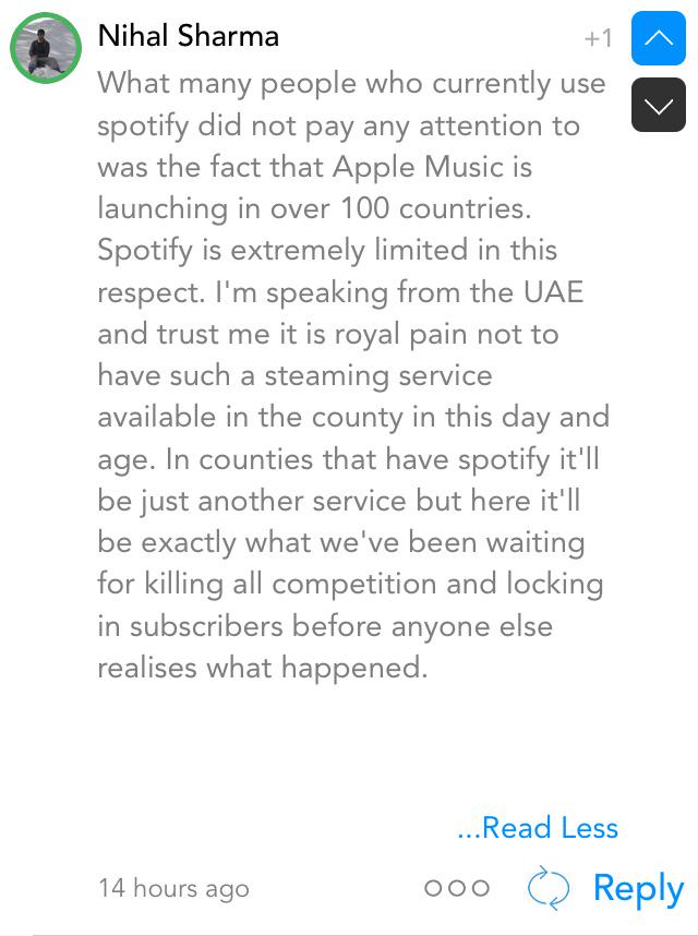 ContraApp's tweet image. Nihal says &quot;Yes&quot; to &quot;Will Apple Music beat Spotify?&quot; on Contra for iOS. ctr.ae/cVXaw0p3d2QIpG…