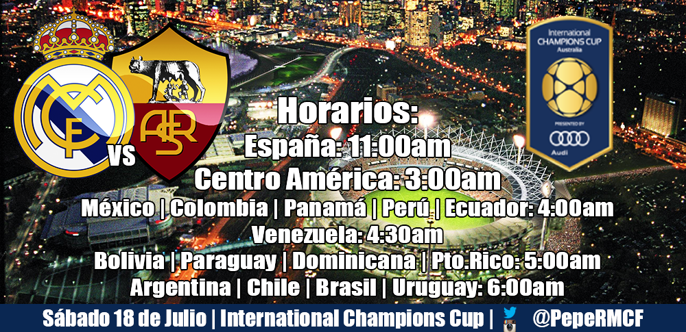 PepeRMCF's tweet photo. #PróximoPartido Real Madrid vs Roma | Sábado 18 de Julio | Horarios: http://t.co/K8GhUBKq5u