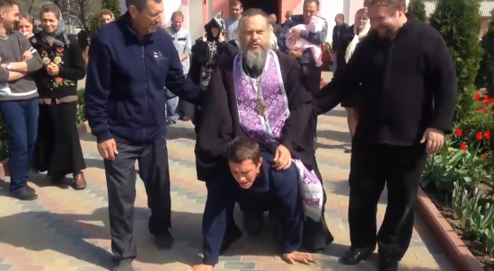 CandiRue's tweet photo. https://t.co/hCszY9qdVd Priest rides 'possessed' man like donkey in bizarre exorcism #Orthodoxy #Exorcism #Christian http://t.co/tAh3mWNx9Q