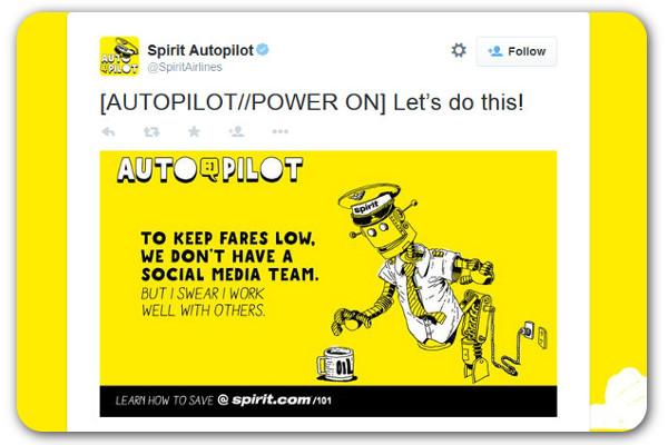 FSM_media's tweet photo. Spirit Airlines touts automated social media customer service http://t.co/i6yyQXxak1 http://t.co/8ewU8ipUjf