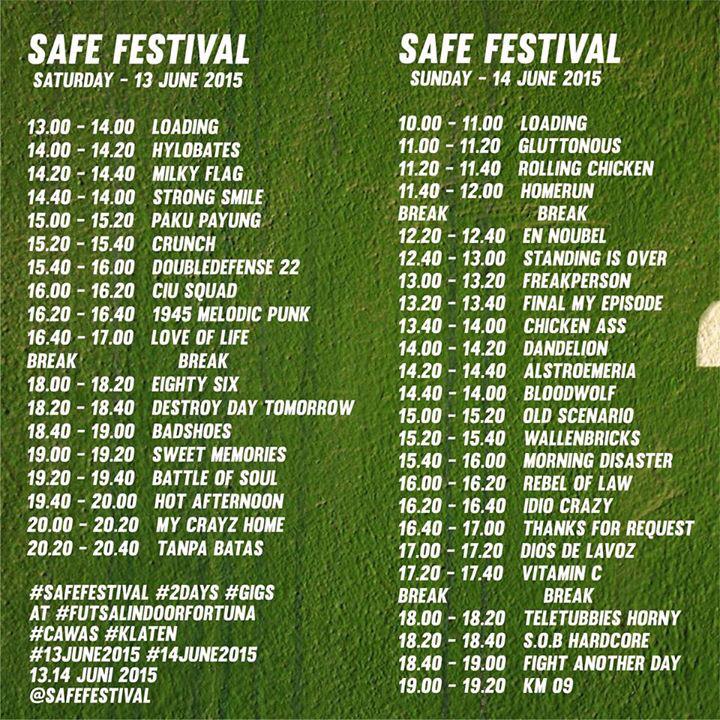kolonigigs_'s tweet image. Rundown @SAFEFESTIVAL w/ @kmzeronine @tanpabatas_ | 13 -14 JUNI | AT FUTSAL INDOOR FORTUNA CAWAS - KLATEN. Be there !