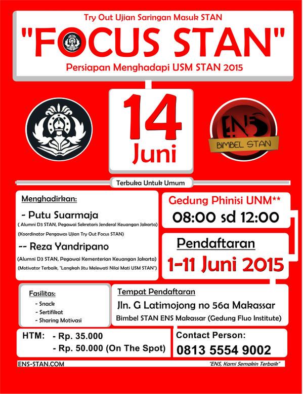PromoteENSMKS's tweet photo. @H_Mauren26 Ayo ajak temanmu ramai-ramai buat gabung di TO FOCUS STAN pada Minggu (14 Juni) Gedung PHINISI UNM http://t.co/y3yetS3n00