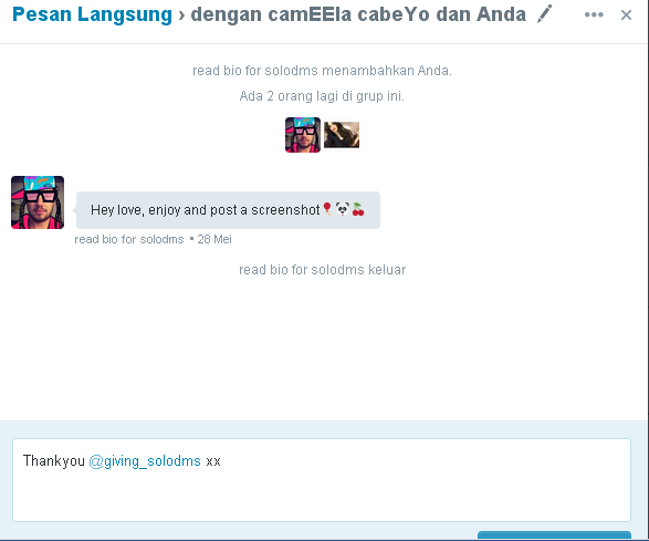 Dilyaaprmts's tweet photo. THANKYOU SO MUCH @giving_solodms You've give me solo dms with princess @camilacabello97 xx http://t.co/PXfjjqO00X