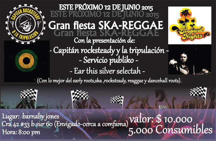 servicioreggae's tweet photo. Este viernes sonando junto a Capitan Rocksteady. Fiesta ska reggae. #BreakingReggae http://t.co/zHJZxANGYc